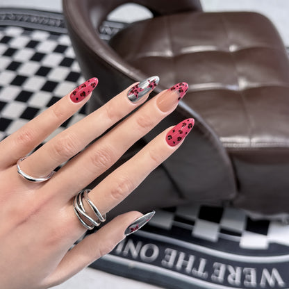 Stylish Stiletto Press-On Nail Set with Artistic Printed Designs Acalora