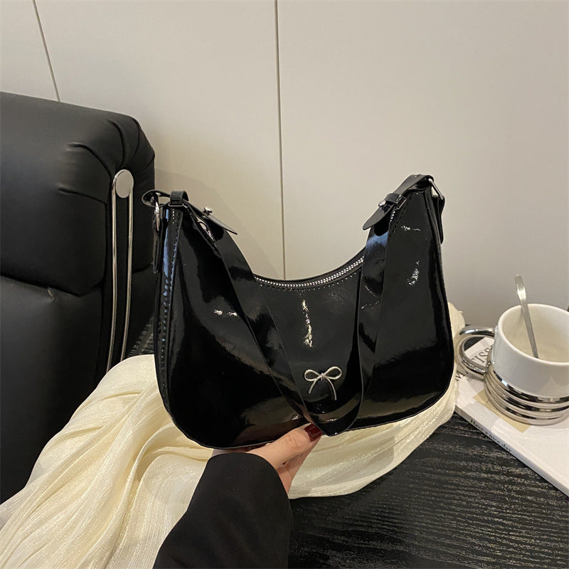 Premium Glossy Faux Leather Hobo Bag Acalora
