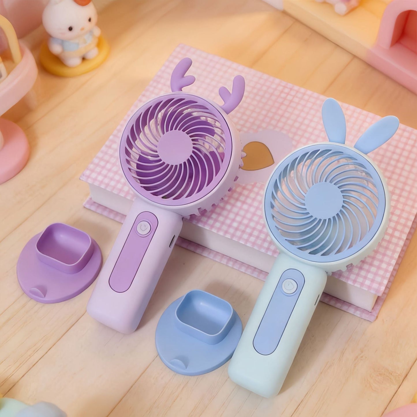Ladies' Portable Handheld Fan with Creative Animal Ears Karnz