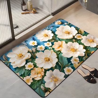 Floral-Themed Plush Bath Mat