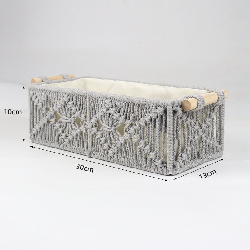 Storage basket with macrame pattern Acalora