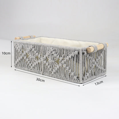 Storage basket with macrame pattern Acalora