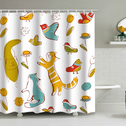Artistic Dog Illustration Shower Curtain