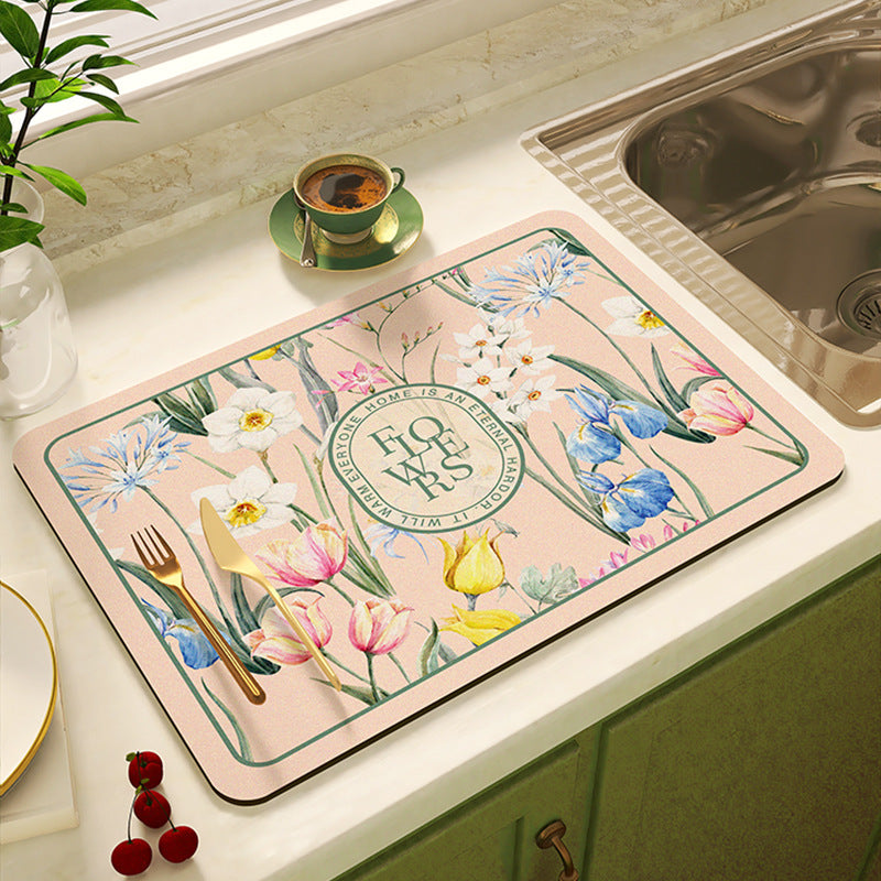 Floral Design Kitchen Mat