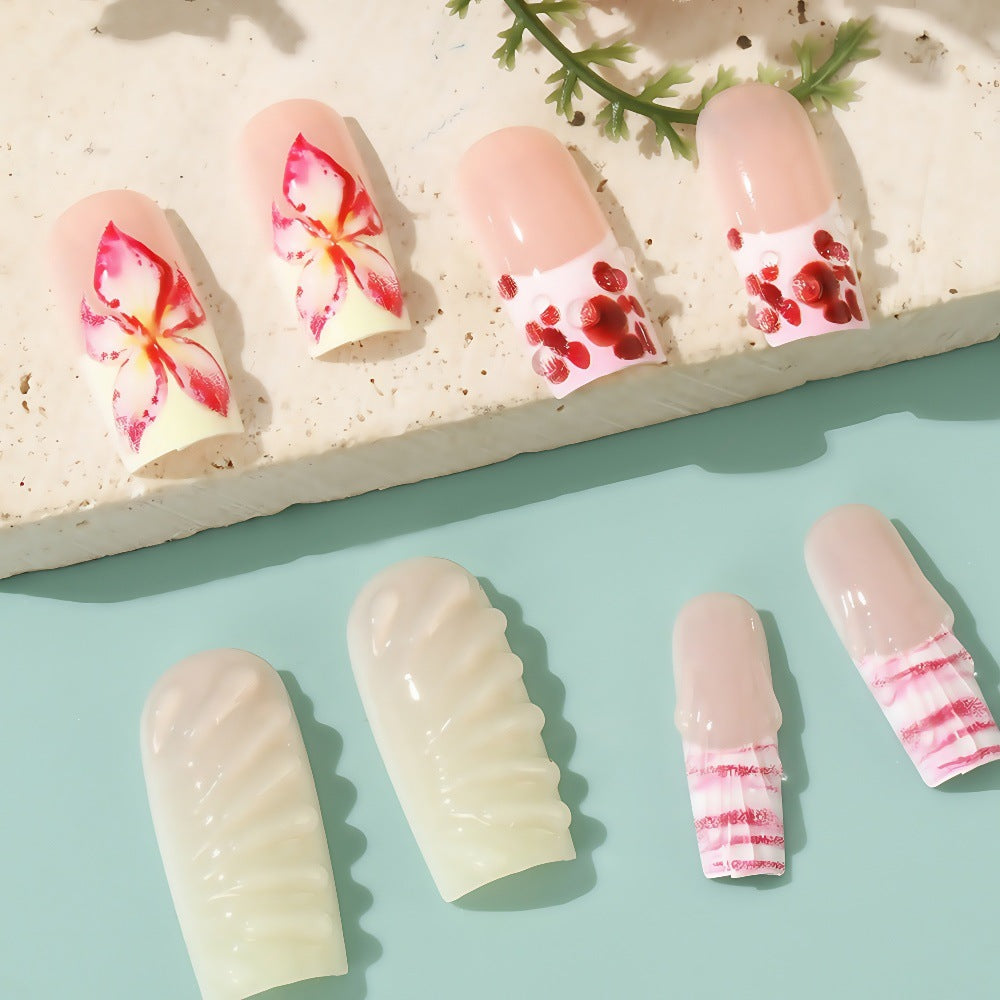 Artificial Nails Set with Elegant Floral Designs Acalora