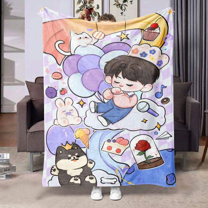 Cartoon Print Fleece Blanket  1788504996