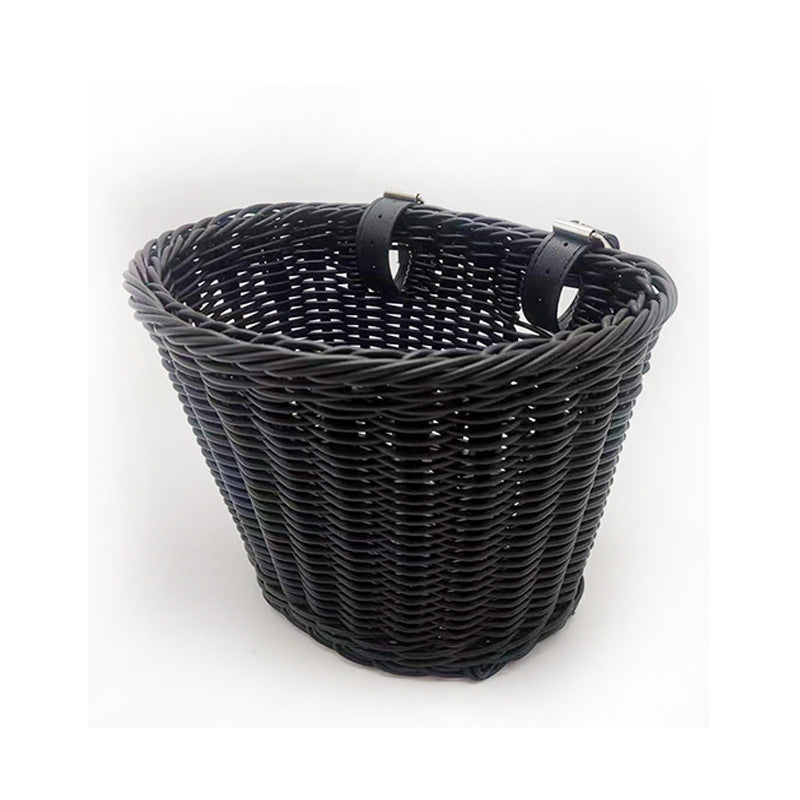 Decorative Woven Storage Basket with Leather Handles Acalora