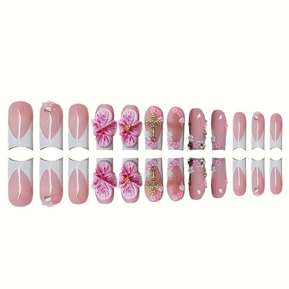 Floral Decorated Press-On Nail Art Acalora