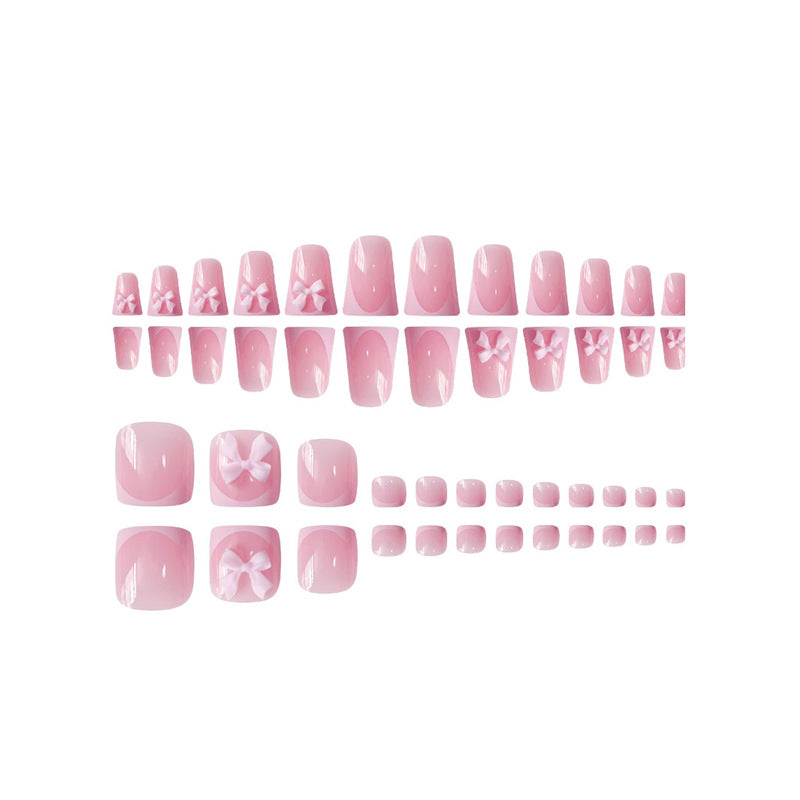 Decorative Press-On Nail Art with Bow Accents Acalora