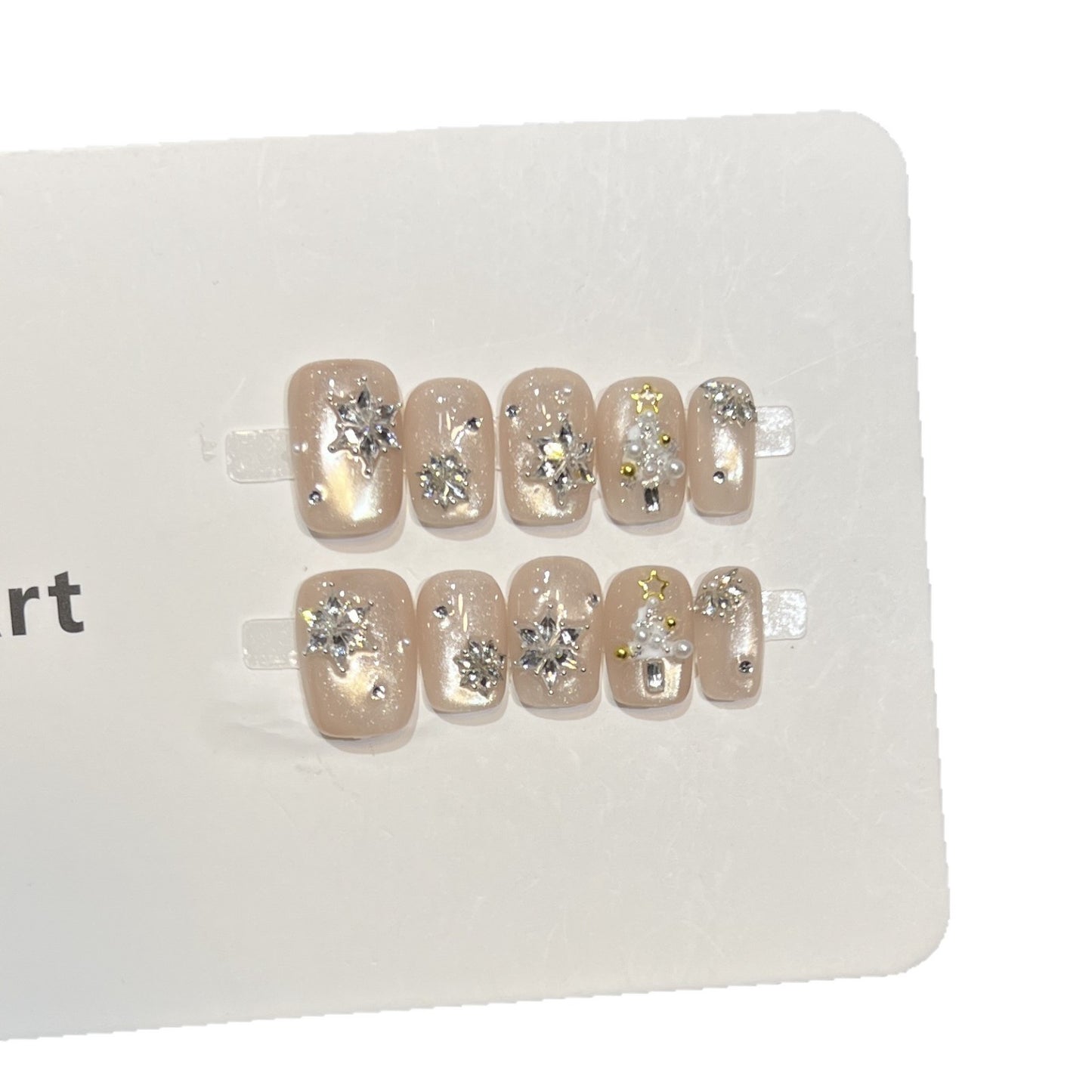 Elegant Press-On Nail Art Set with Sparkling Accents Acalora