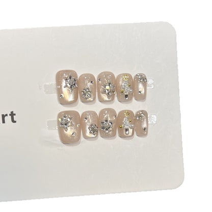Elegant Press-On Nail Art Set with Sparkling Accents Acalora