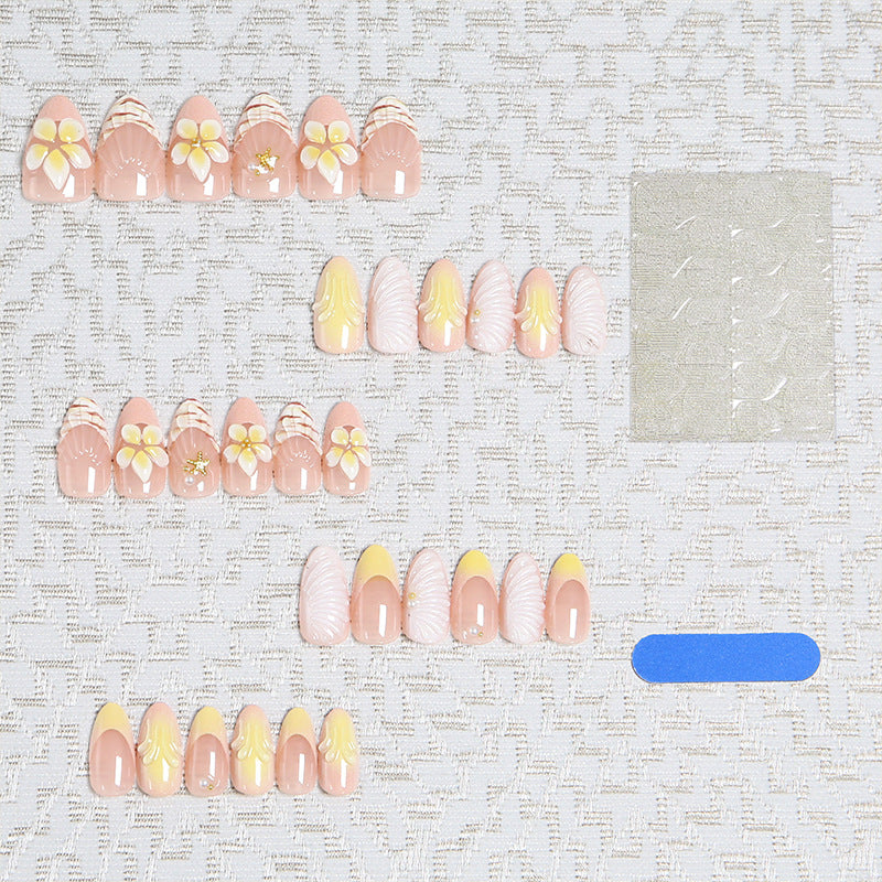 Artificial nails in luxurious flower and gold design Acalora