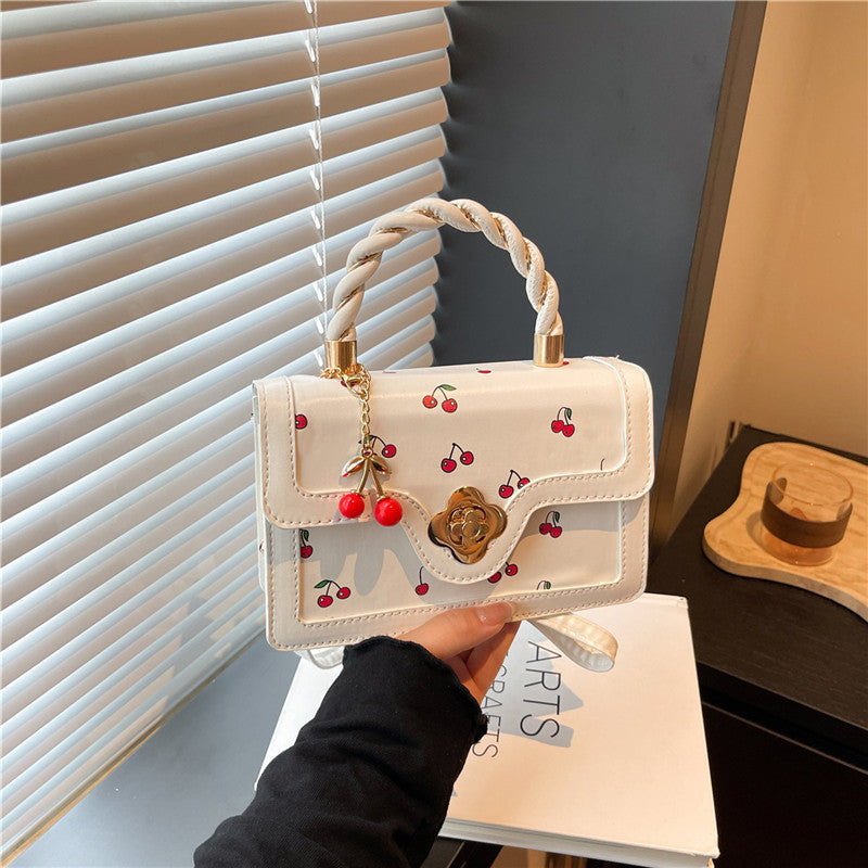 Playful Cherry Print Mini Satchel Handbag Acalora