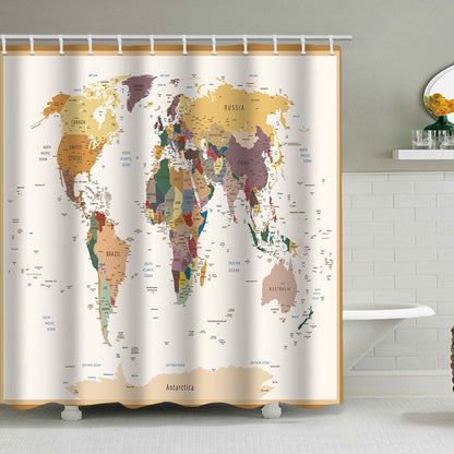 Vintage World Map Shower Curtain