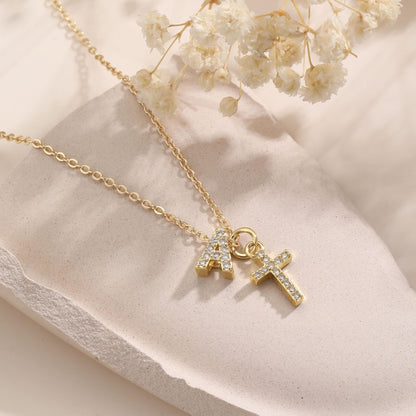 BowLift | Dainty Diamond Initial & Cross Necklace