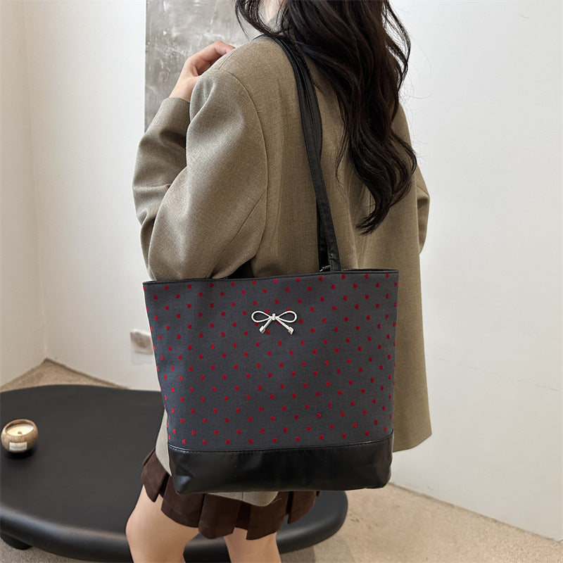 Heart-Embellished Canvas Tote Bag Acalora