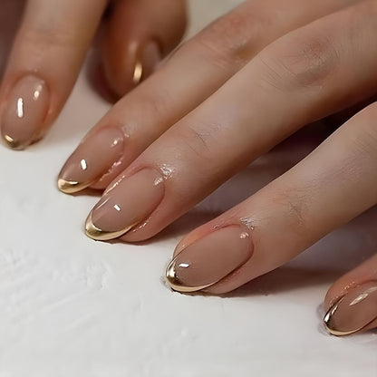 Elegant Glossy French Tip Nail Set Acalora