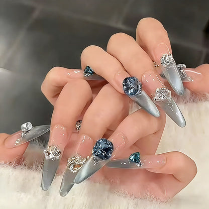 Glamorous artificial nail tips with crystal embellishments Acalora