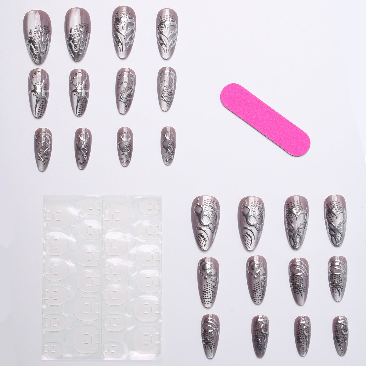 Acrylic nail kit with extravagant 3D designs and glamorous embellishments Acalora