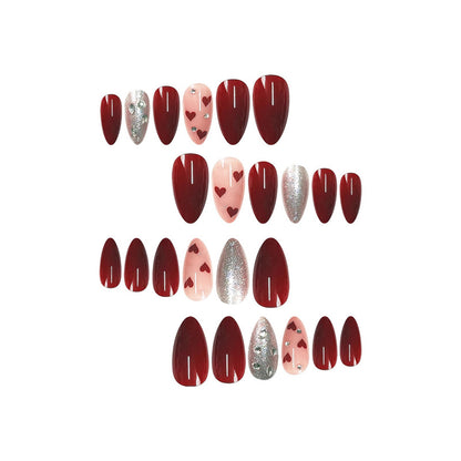 Romantic Heart-Themed Press-On Nail Set Acalora