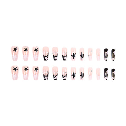 Artificial nail set with glamorous star design and sparkling accents Acalora