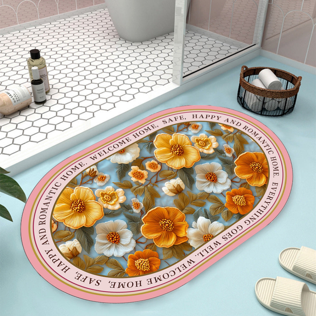 Floral Design Bath Mat