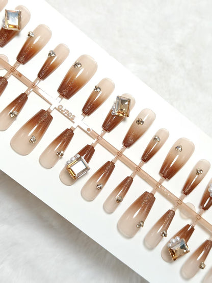 Artificial nails with glitter and ombre effect Acalora