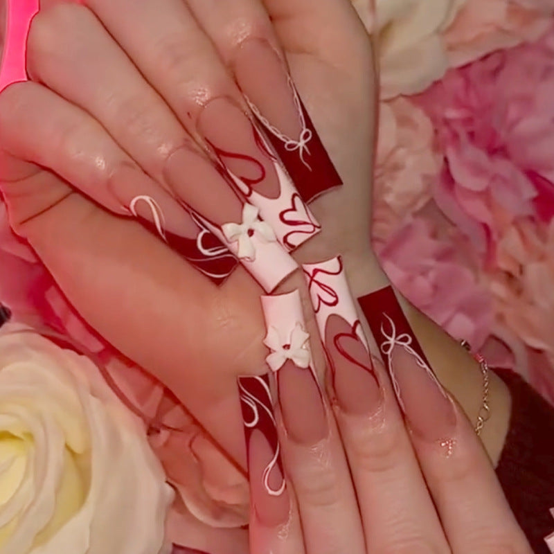 Decorative Heart-Themed Press-On Nails Acalora