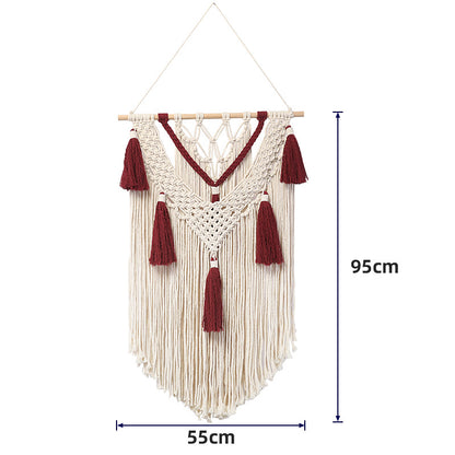 Macramé wall hanging with fringes and tassels Acalora