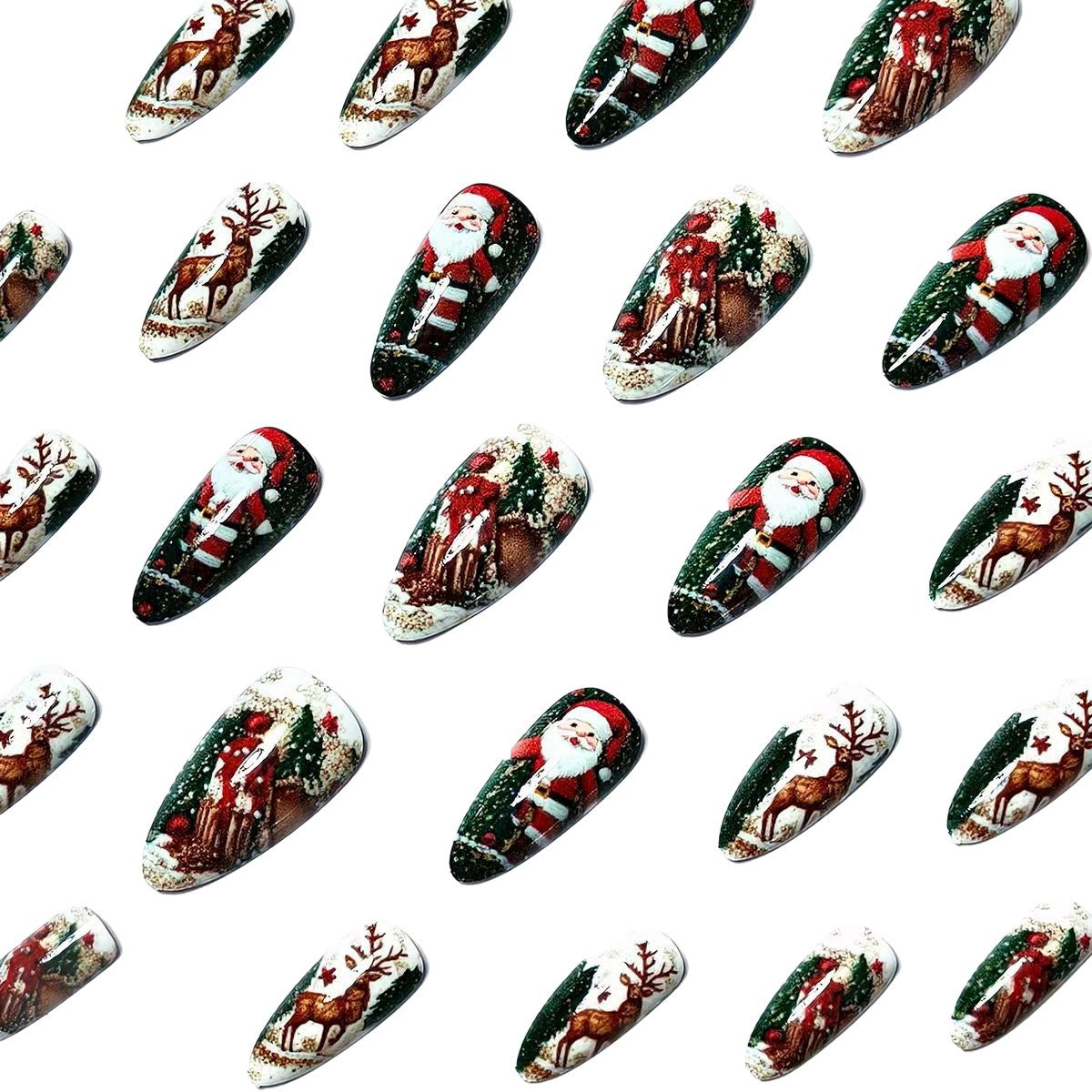 Festive Reindeer and Santa Nail Art Acalora