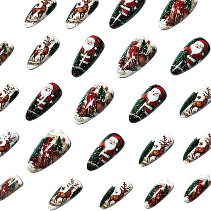 Festive Reindeer and Santa Nail Art Acalora