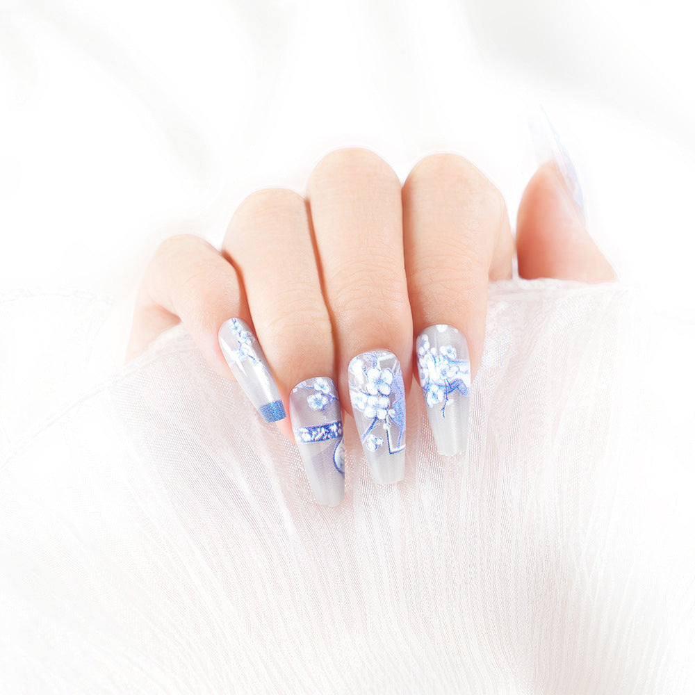 Artistic Floral Long Press-On Nail Set Acalora