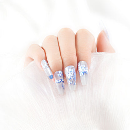 Artistic Floral Long Press-On Nail Set Acalora