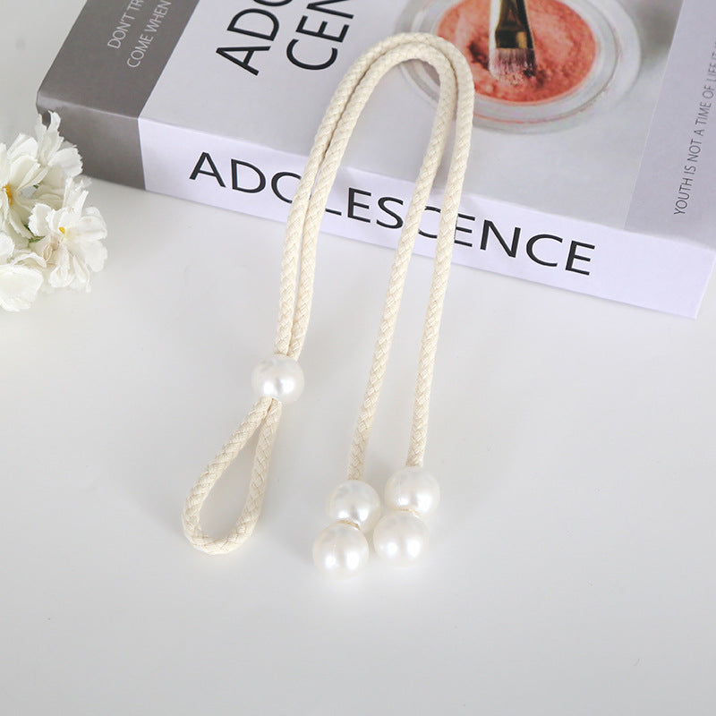 Elegant curtain tieback with pearl trim Acalora