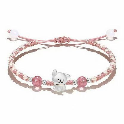 Playful Dog Charm Beaded Bracelet Acalora