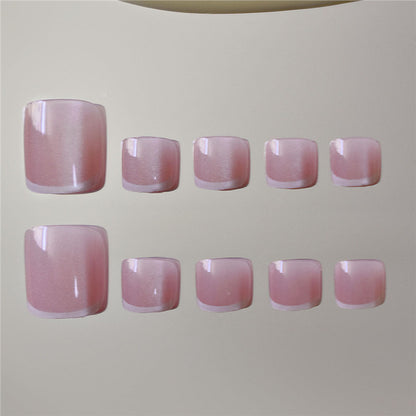 Elegant French Tip Press-On Toenails Acalora