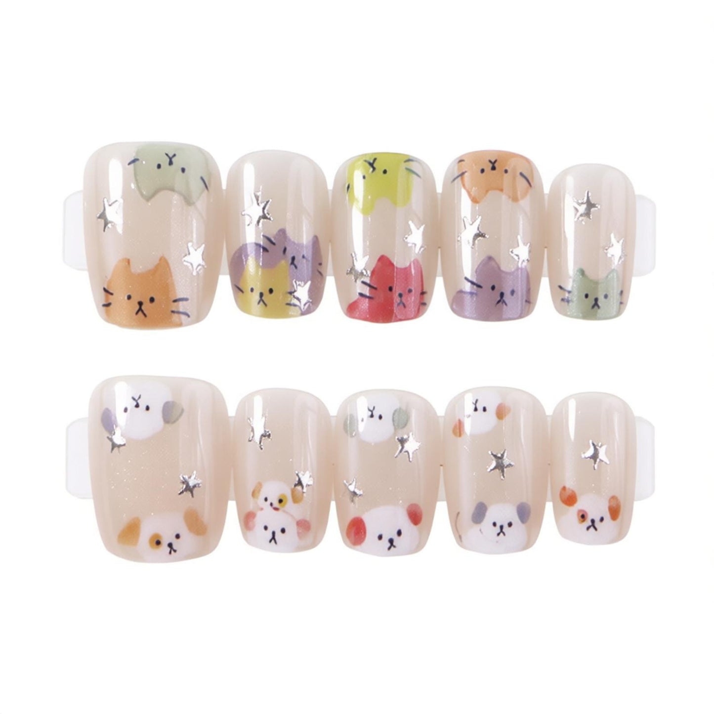Whimsical Cat-Themed Press-On Nail Set Acalora