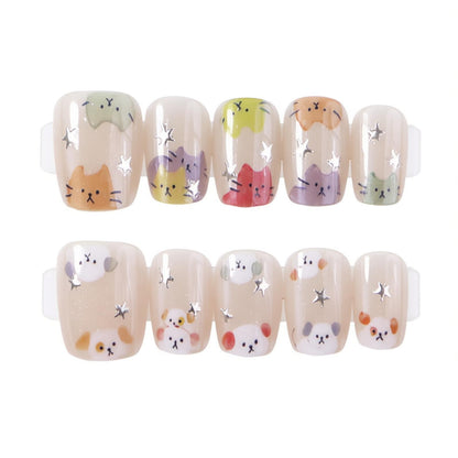 Whimsical Cat-Themed Press-On Nail Set Acalora