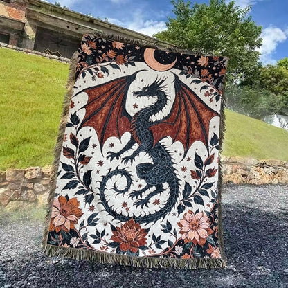 Bohemian Dragon Tapestry Throw Blanket
