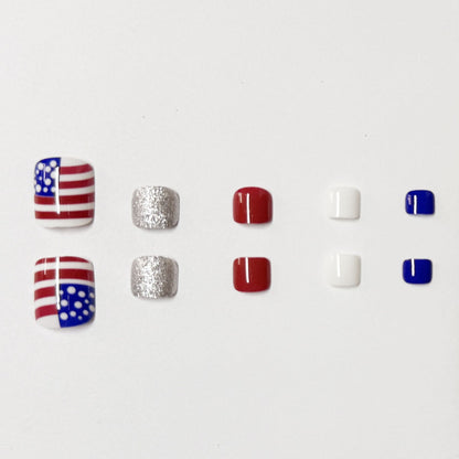Artistic Independence Day Press-On Toenails Acalora