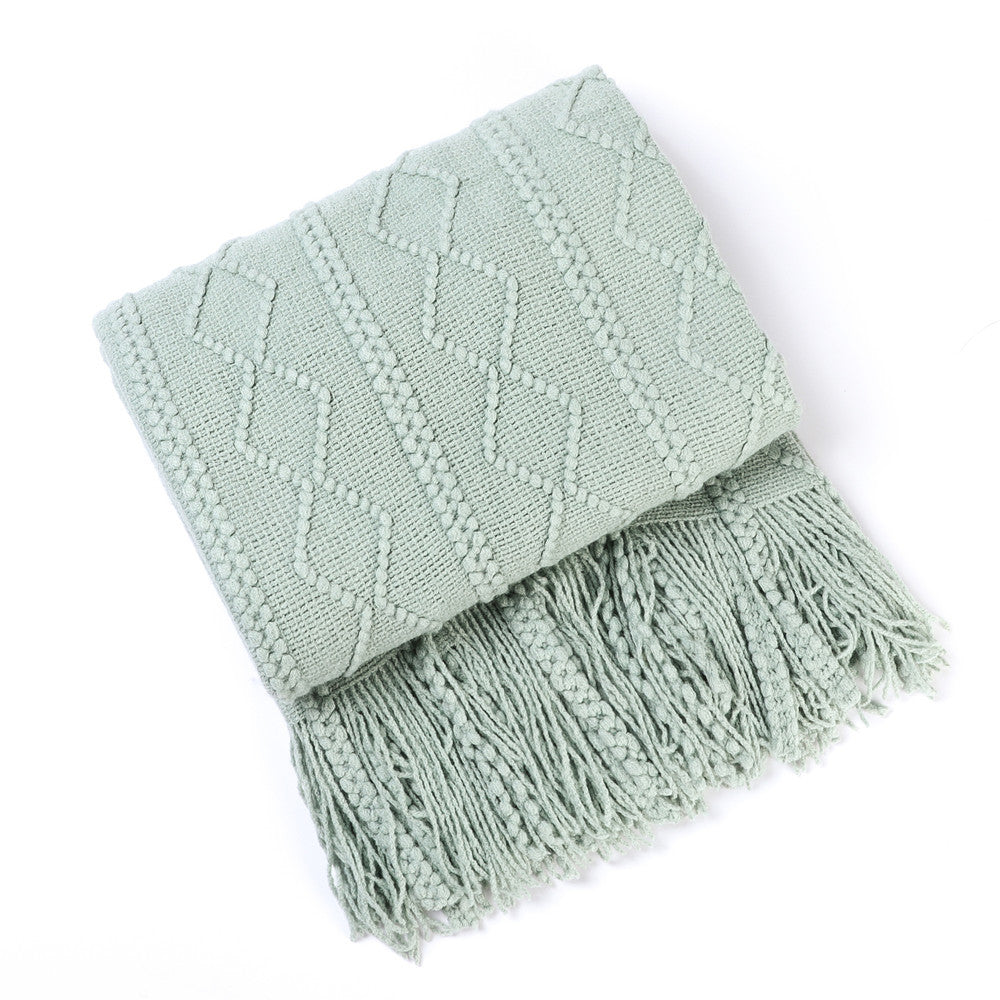 Unisex Cozy Decorative Fringe Throw Blanket