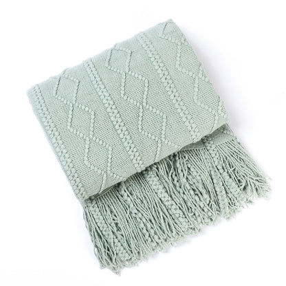 Unisex Cozy Decorative Fringe Throw Blanket