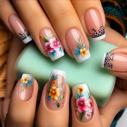 Exquisite artificial nails with floral patterns Acalora