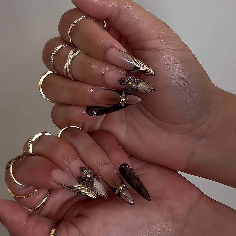 Artistic Stiletto Press-On Nail Set with Creative Patterns Acalora