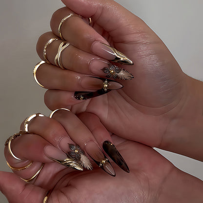 Artistic Stiletto Press-On Nail Set with Creative Patterns Acalora
