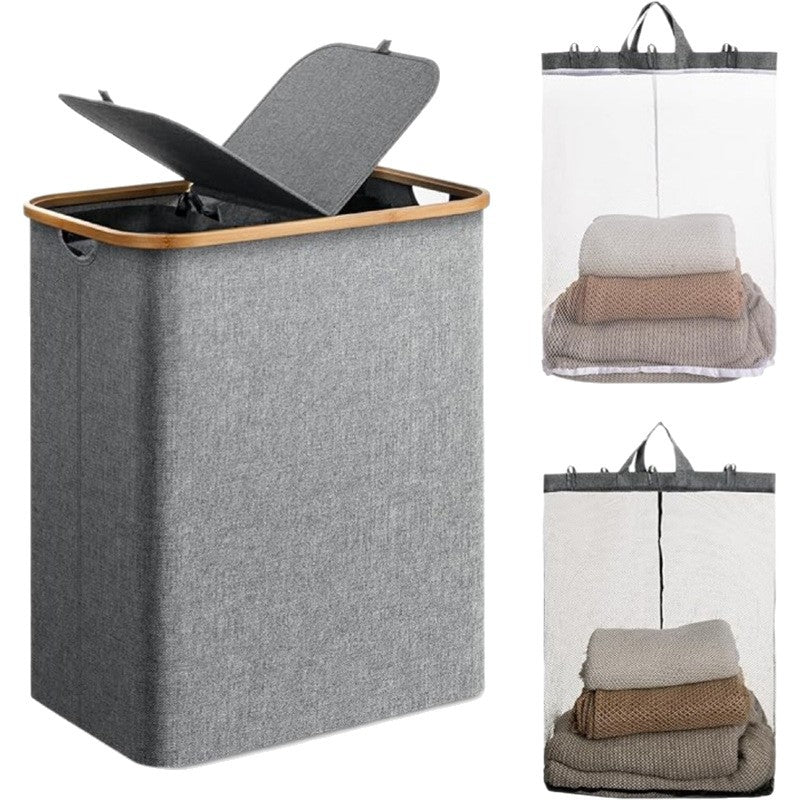 Laundry basket with practical lid and carrying handles Acalora