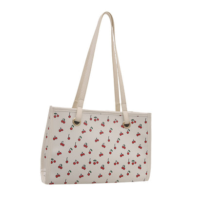 Playful Cherry Print Tote Bag Acalora