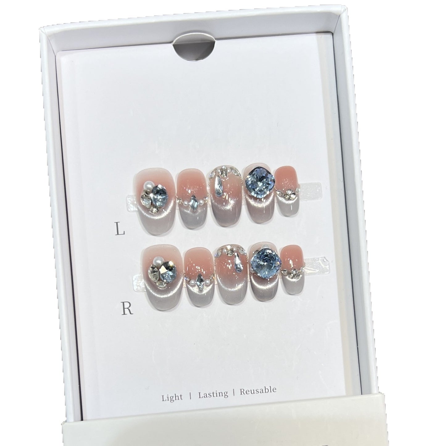 Reusable Rhinestone-Embellished Press-On Nail Set Acalora