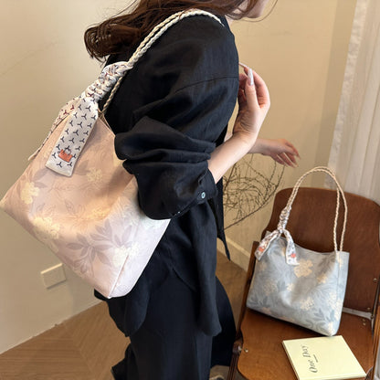 Floral Patterned Shoulder Tote Bag Acalora