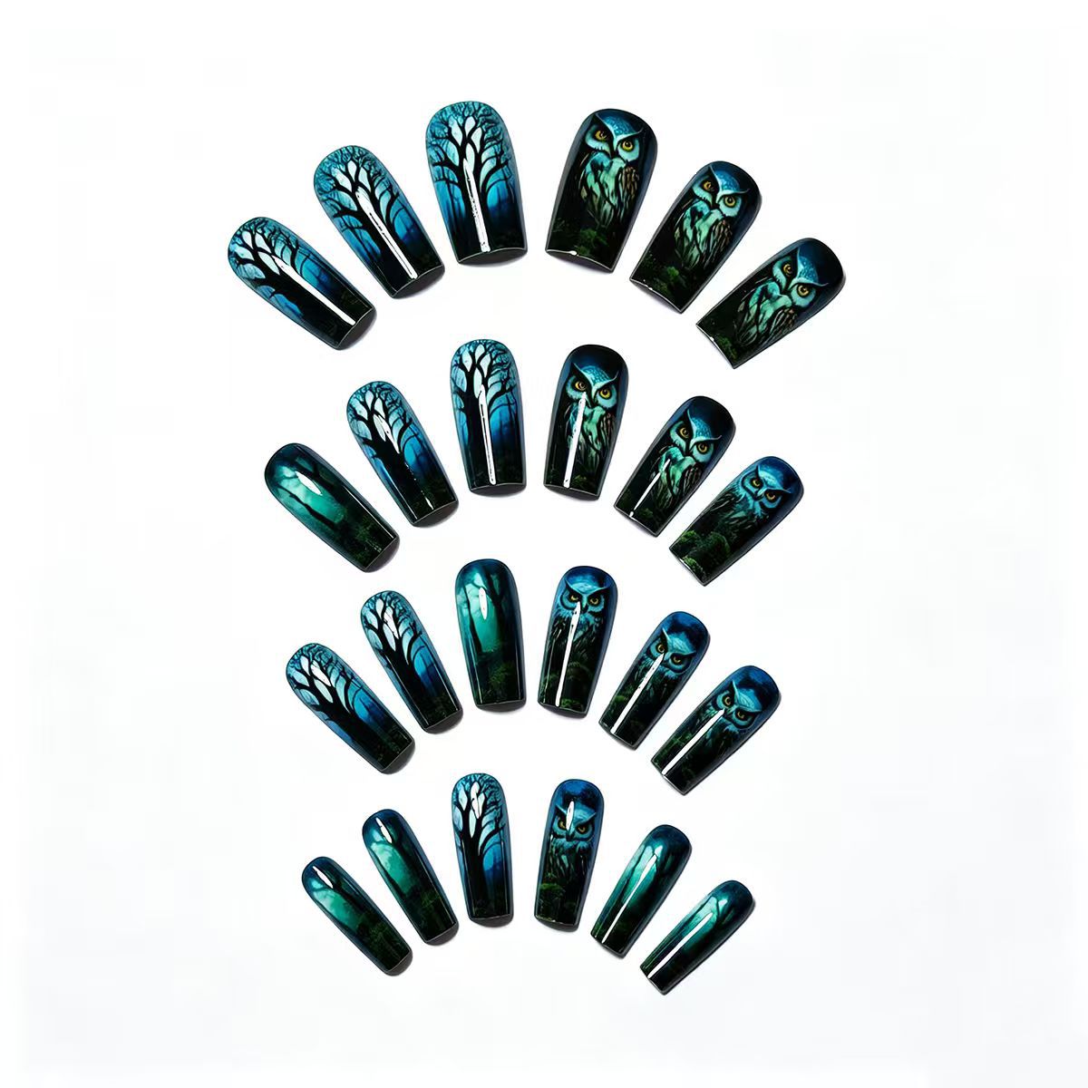 Artistic Forest-Themed Nail Art Acalora